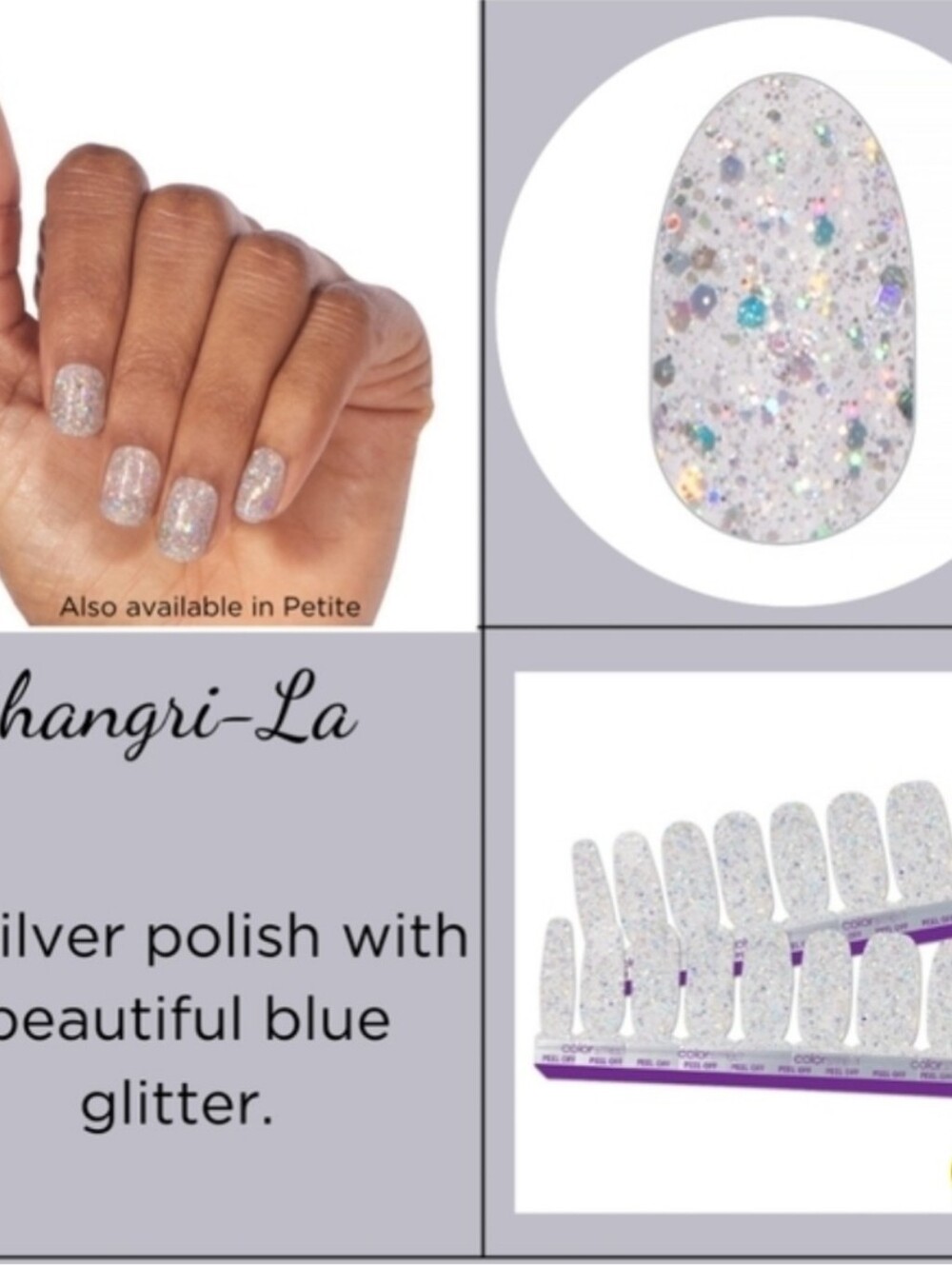Color Street Shangri-La Silver Glitter Nail Wraps New